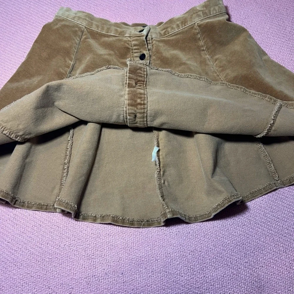 Brandy‎ Melville Tan Brown Preppy Button Front Mini A line Skirt High Waisted